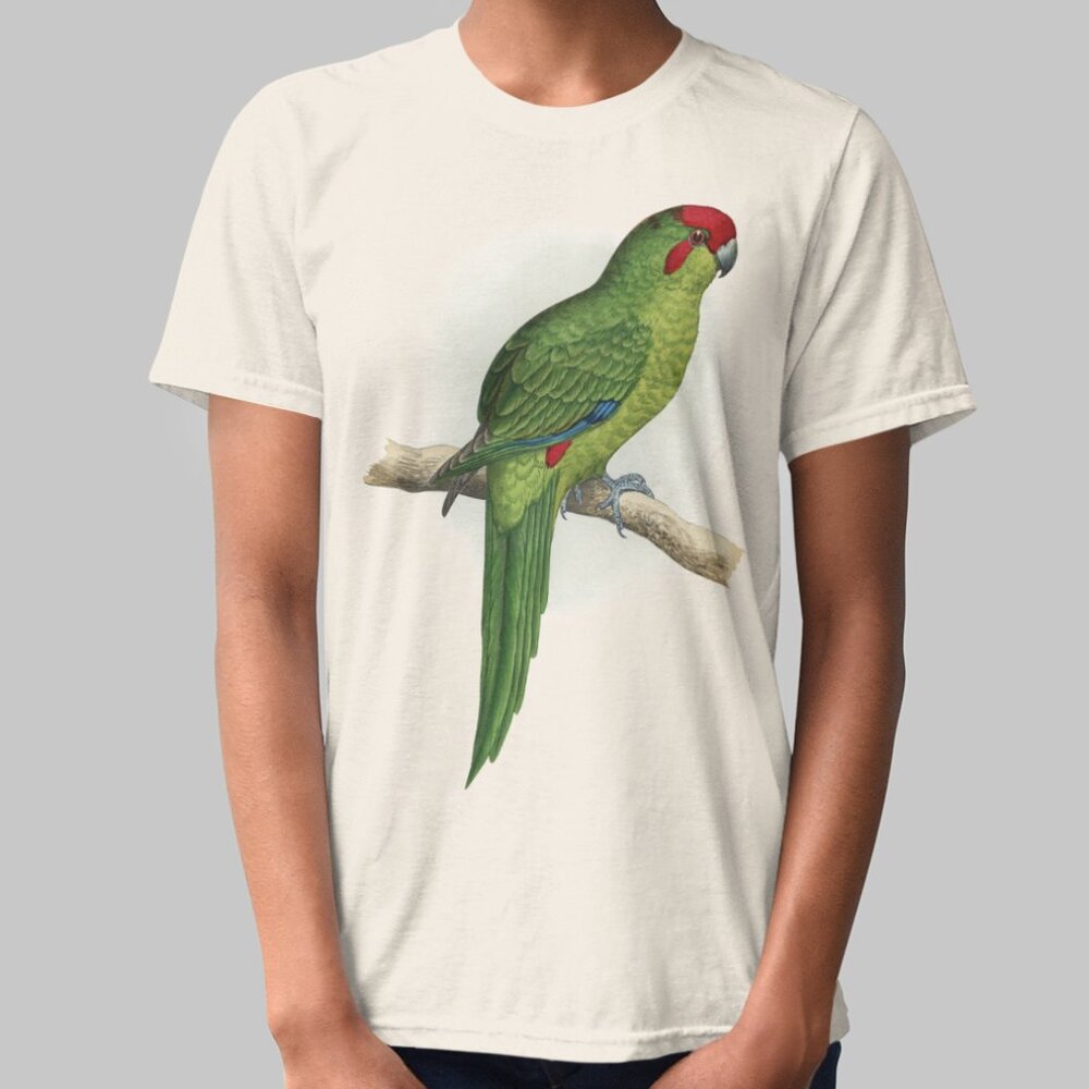 Red-crowned Parakeet VTG Parrot Print Short Sleeve Graphic Tee T-shirt S M L XL